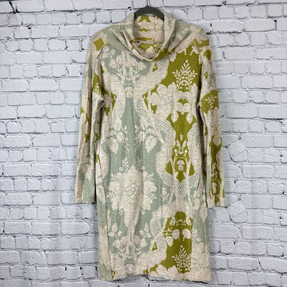 Anthropologie Saturday Sunday Floral Turtleneck Sweater Dress Womens XS Green - Picture 4 of 16